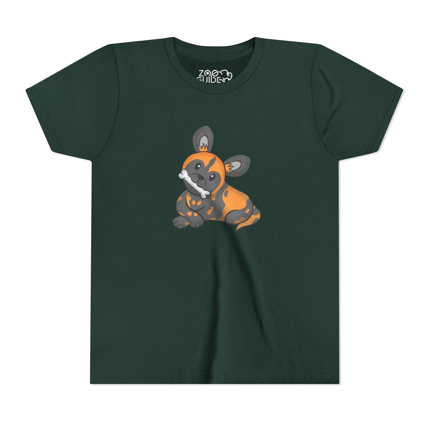 African Painted Dog with Bone Youth Tee Shirt by Zoo Guide™
