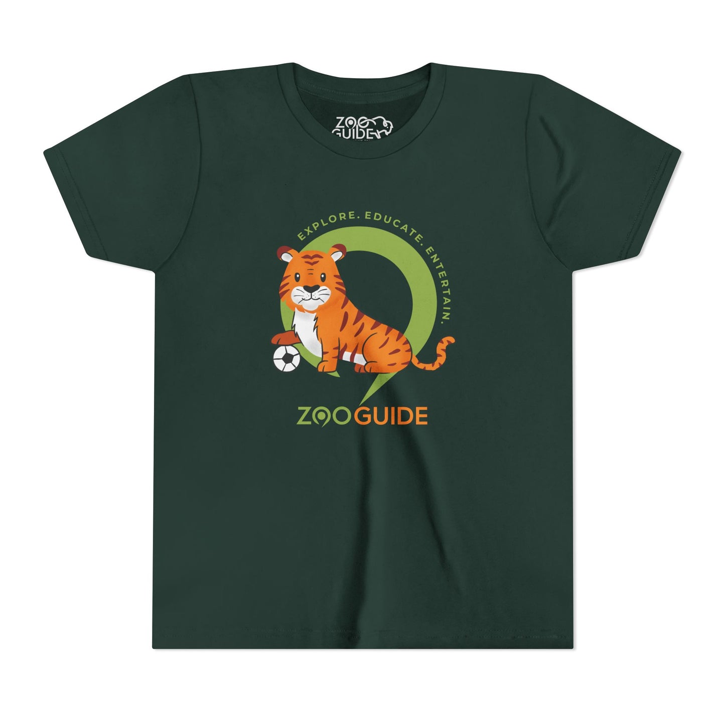 Tiger with Soccer Ball in Zoo Guide™ Waypoint Icon Youth Tee Shirt by Zoo Guide™