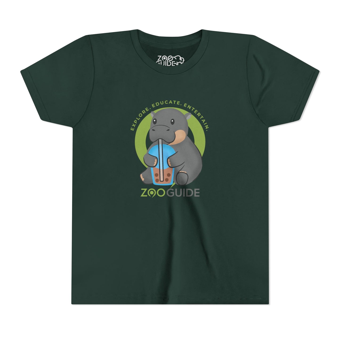 Pygmy Hippo Drinking Boba in Zoo Guide™ Waypoint Icon Youth Tee Shirt by Zoo Guide™