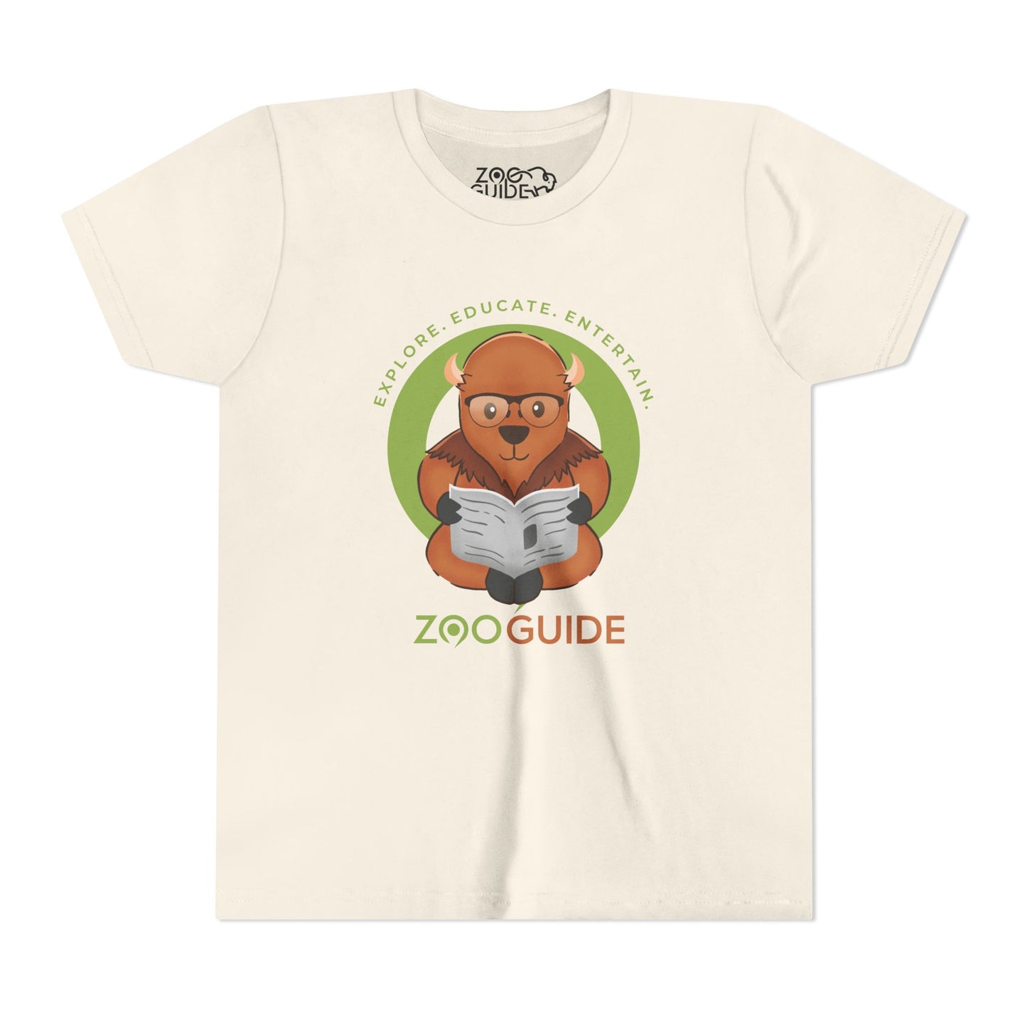 American Bison Reading in Zoo Guide™ Waypoint Icon Youth Tee Shirt by Zoo Guide™