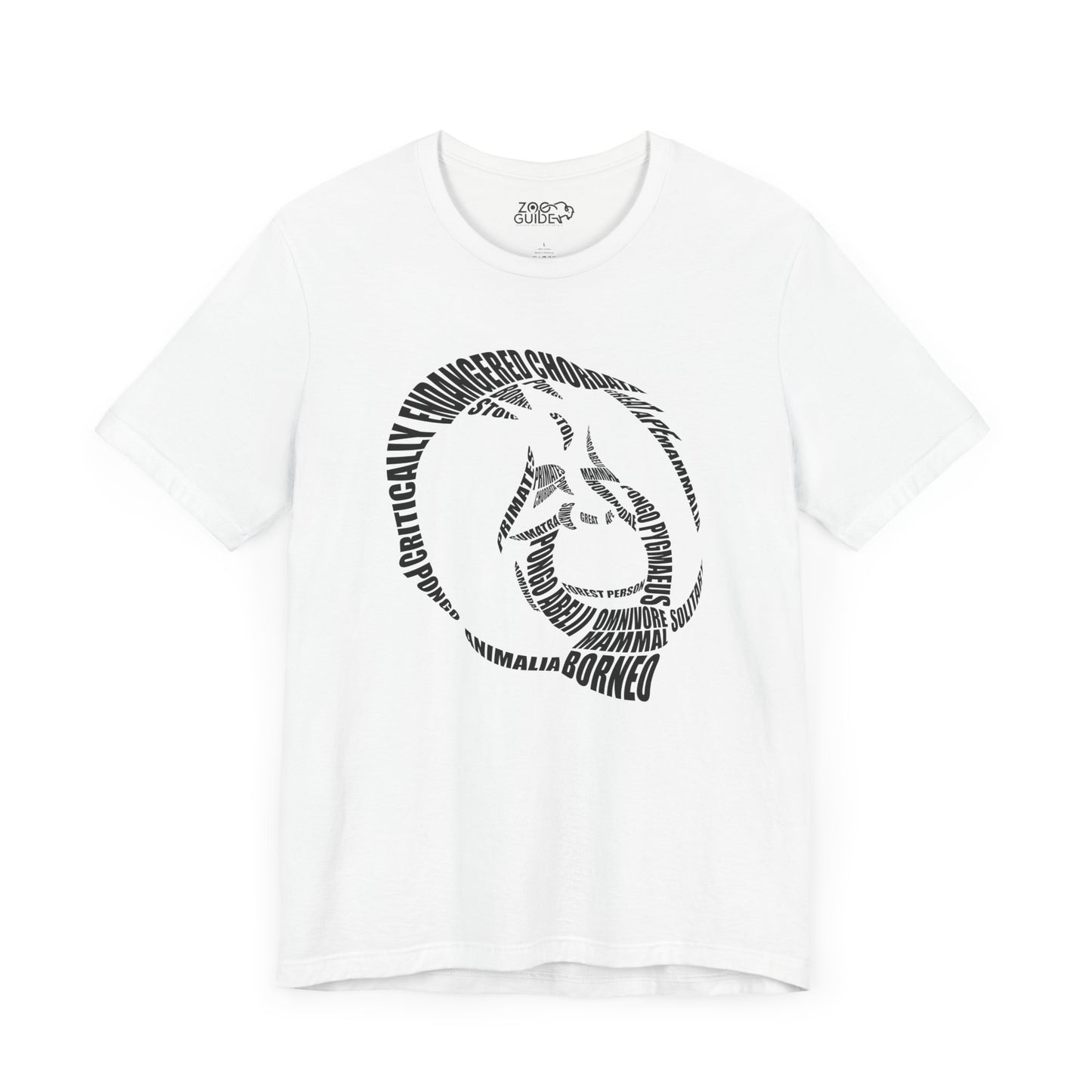 Orangutan Head Word Art Adult Unisex Short Sleeve Tee