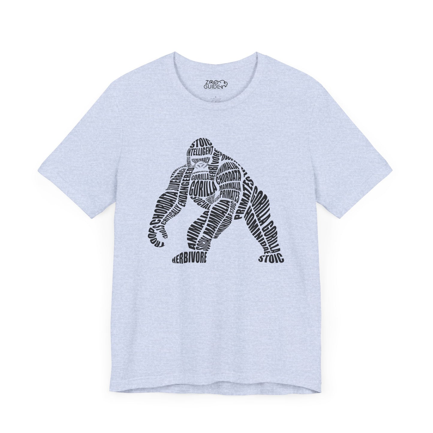 Gorilla Word Art Adult Unisex Short Sleeve Tee by Zoo Guide™