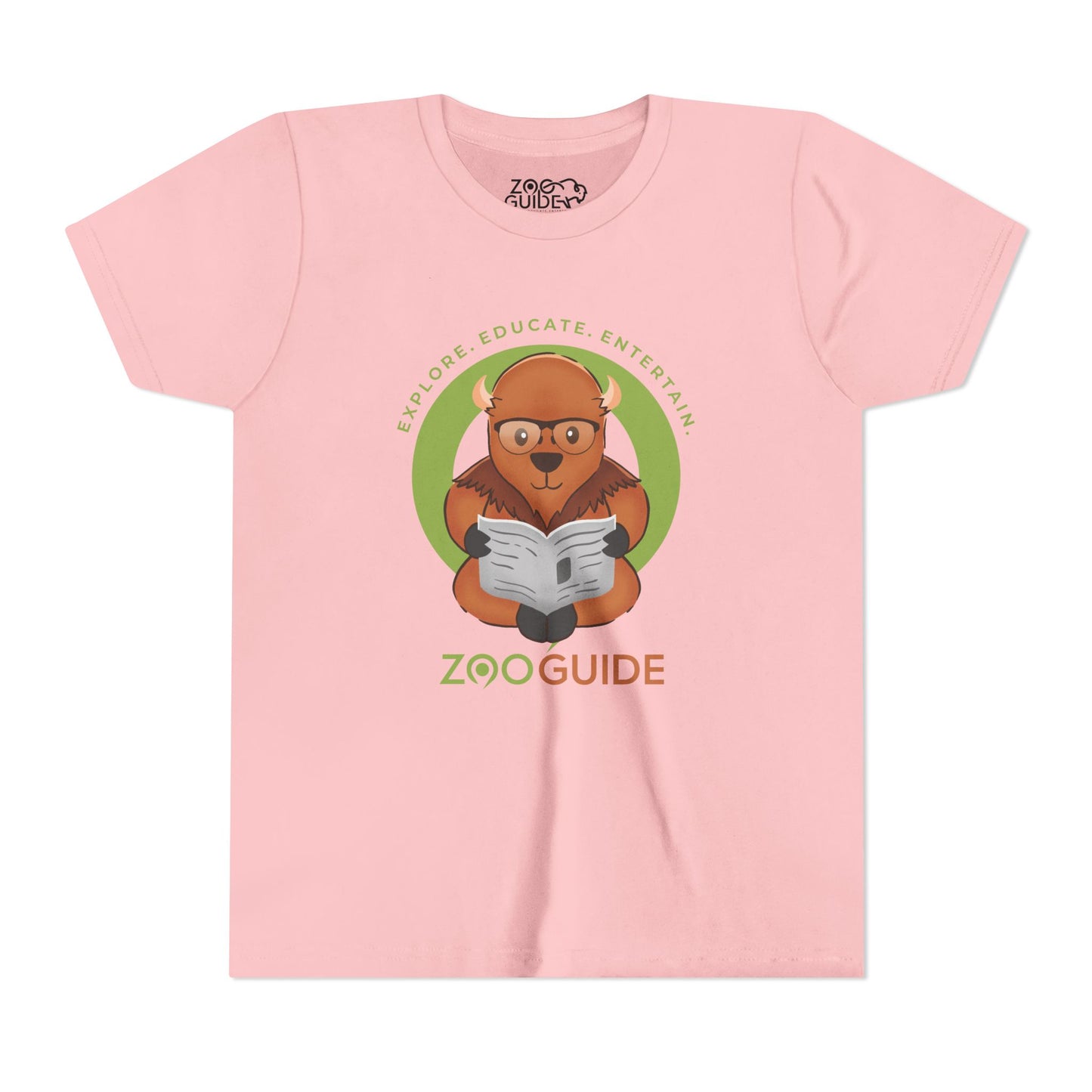 American Bison Reading in Zoo Guide™ Waypoint Icon Youth Tee Shirt by Zoo Guide™