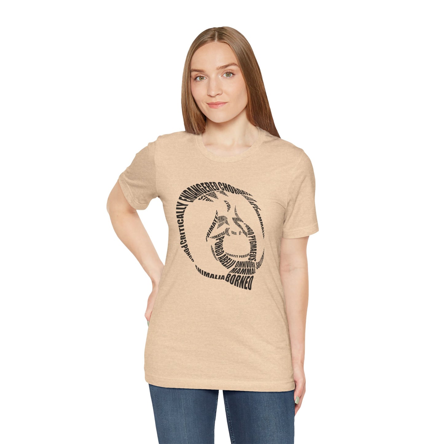Orangutan Head Word Art Adult Unisex Short Sleeve Tee