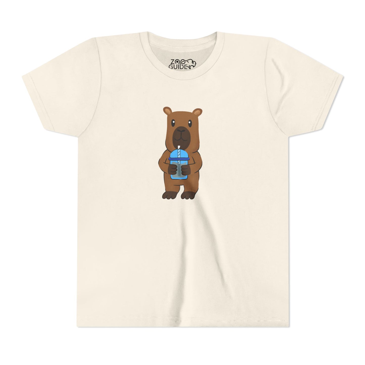 Capybara Drinking Boba Tea Youth Tee Shirt by Zoo Guide™