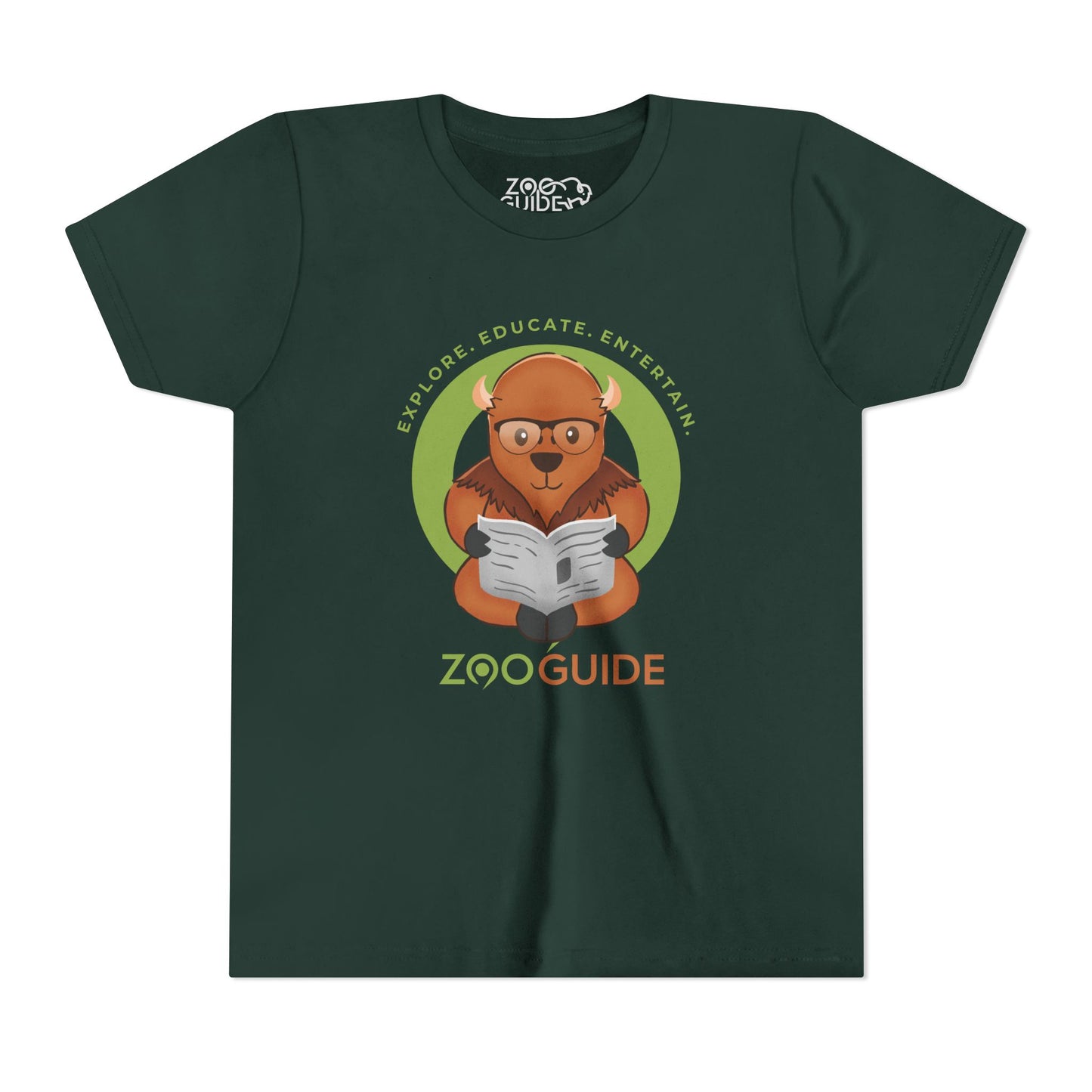 American Bison Reading in Zoo Guide™ Waypoint Icon Youth Tee Shirt by Zoo Guide™