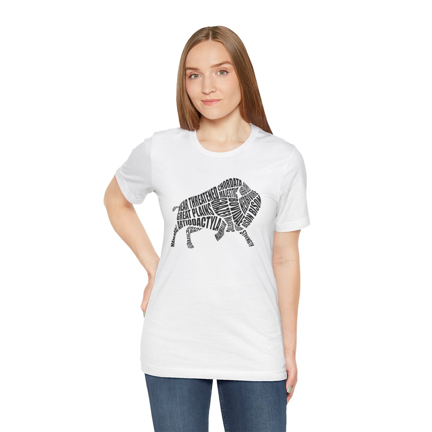 Bison Word Art Adult Unisex Short Sleeve Tee