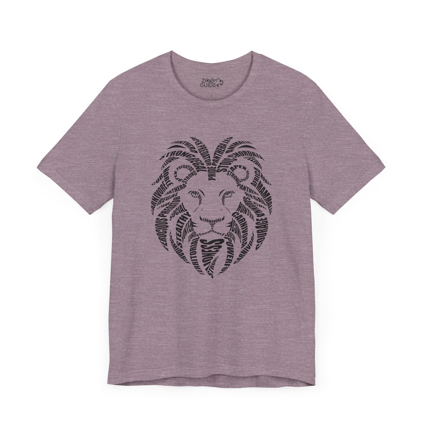 Lion Head Word Art Adult Unisex Short Sleeve Tee