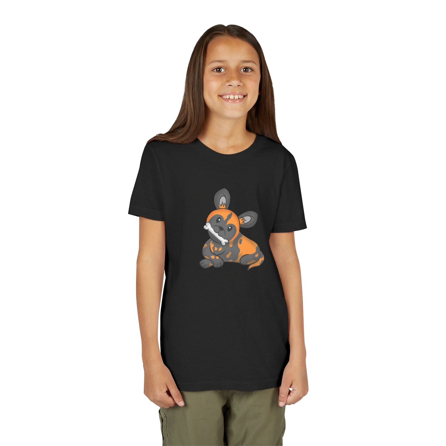 African Painted Dog with Bone Youth Tee Shirt by Zoo Guide™