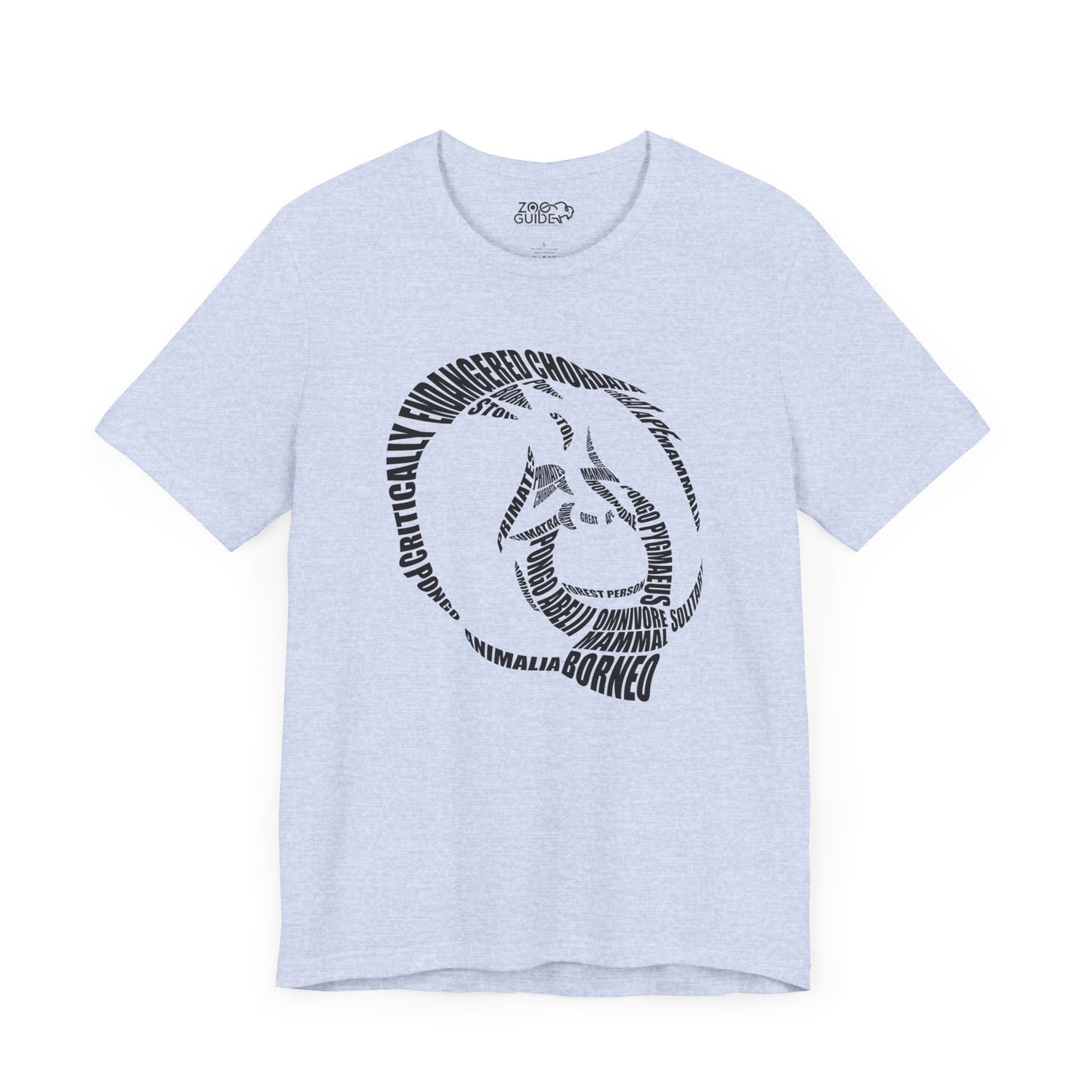 Orangutan Head Word Art Adult Unisex Short Sleeve Tee