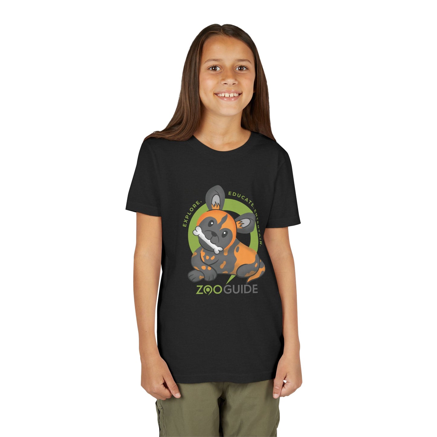 African Painted Dog with Bone in Zoo Guide™ Waypoint Icon Youth Tee Shirt by Zoo Guide™