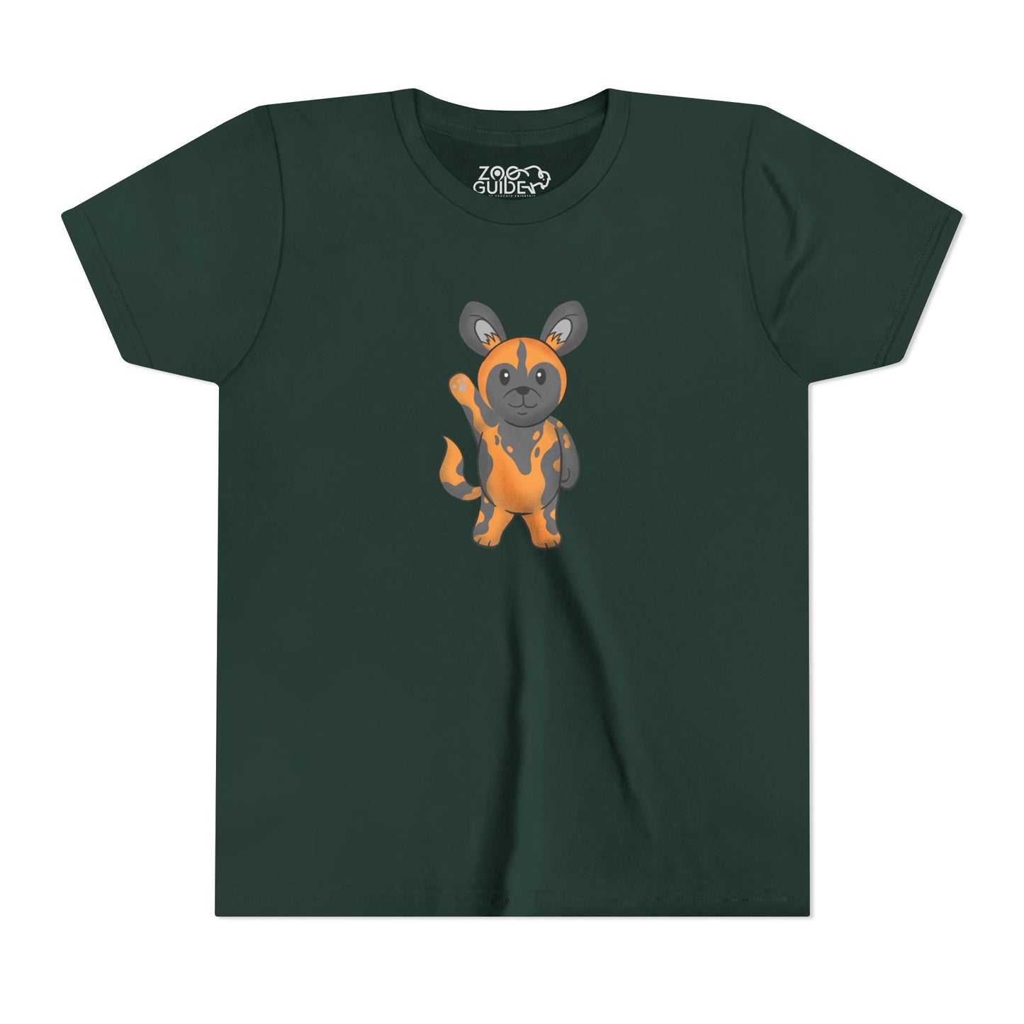 African Painted Dog Waving Youth Tee Shirt by Zoo Guide™