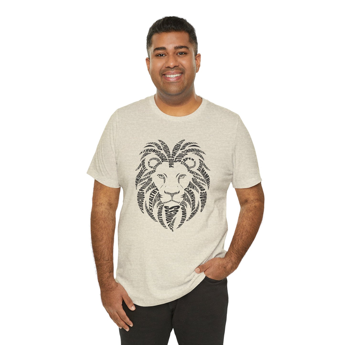 Lion Head Word Art Adult Unisex Short Sleeve Tee