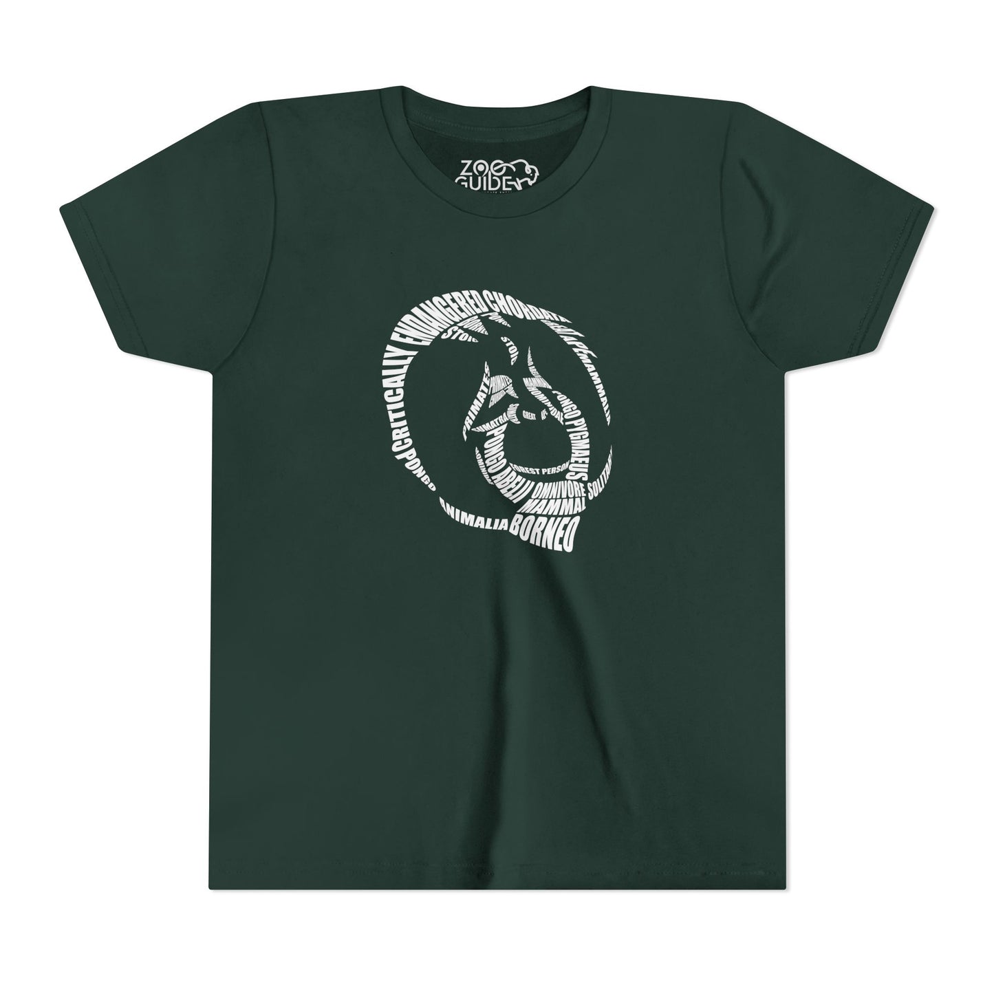 Orangutan Head Word Art Youth Tee Shirt by Zoo Guide™