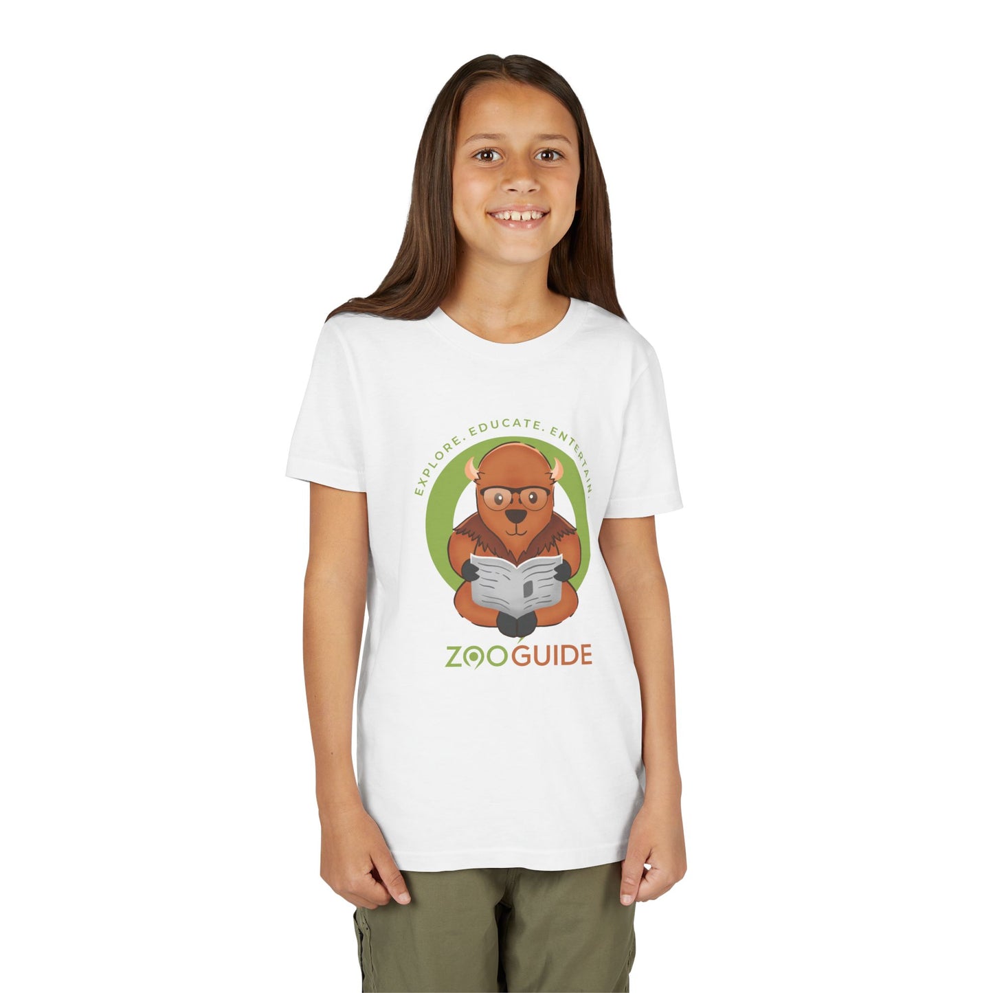 American Bison Reading in Zoo Guide™ Waypoint Icon Youth Tee Shirt by Zoo Guide™