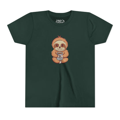 Sloth Drinking from Cup Youth Tee Shirt by Zoo Guide™