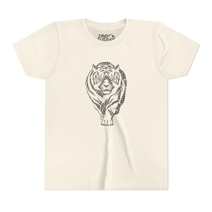 Tiger Word Art Youth Tee Shirt by Zoo Guide™