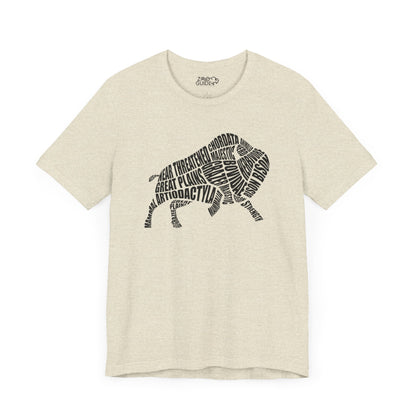 Bison Word Art Adult Unisex Short Sleeve Tee