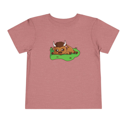 Bison Resting Kawaii Style Toddler Tee Shirt by Zoo Guide™