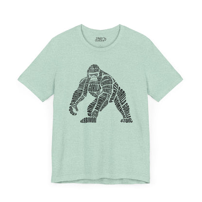Gorilla Word Art Adult Unisex Short Sleeve Tee by Zoo Guide™