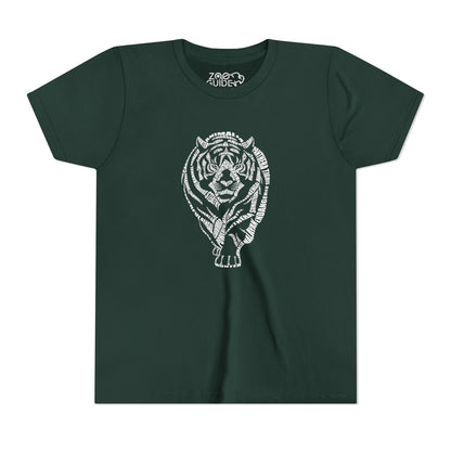Tiger Word Art Youth Tee Shirt by Zoo Guide™