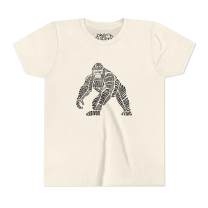 Gorilla Word Art Youth Tee Shirt by Zoo Guide™