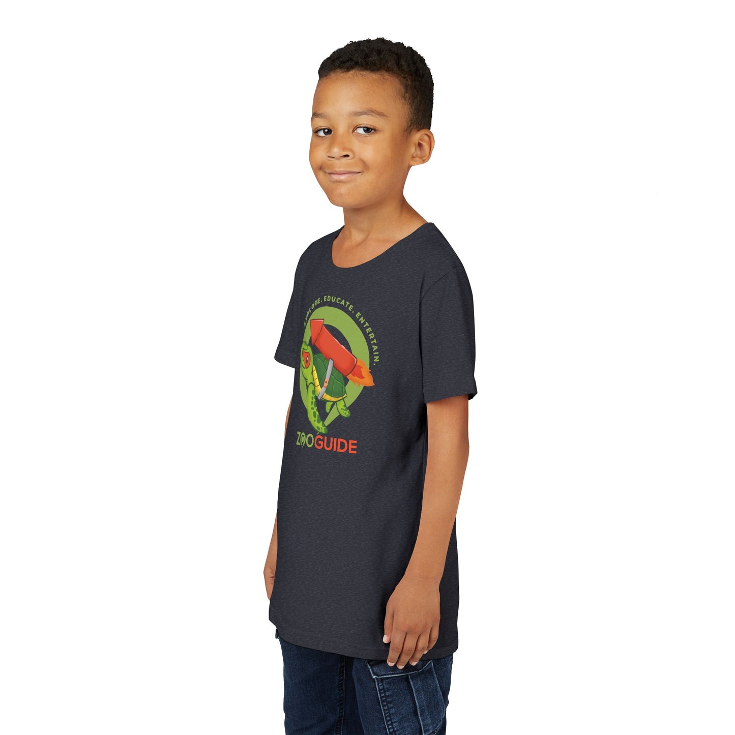 Sea Turtle on Rocket in Zoo Guide™ Waypoint Icon Youth Tee Shirt by Zoo Guide™