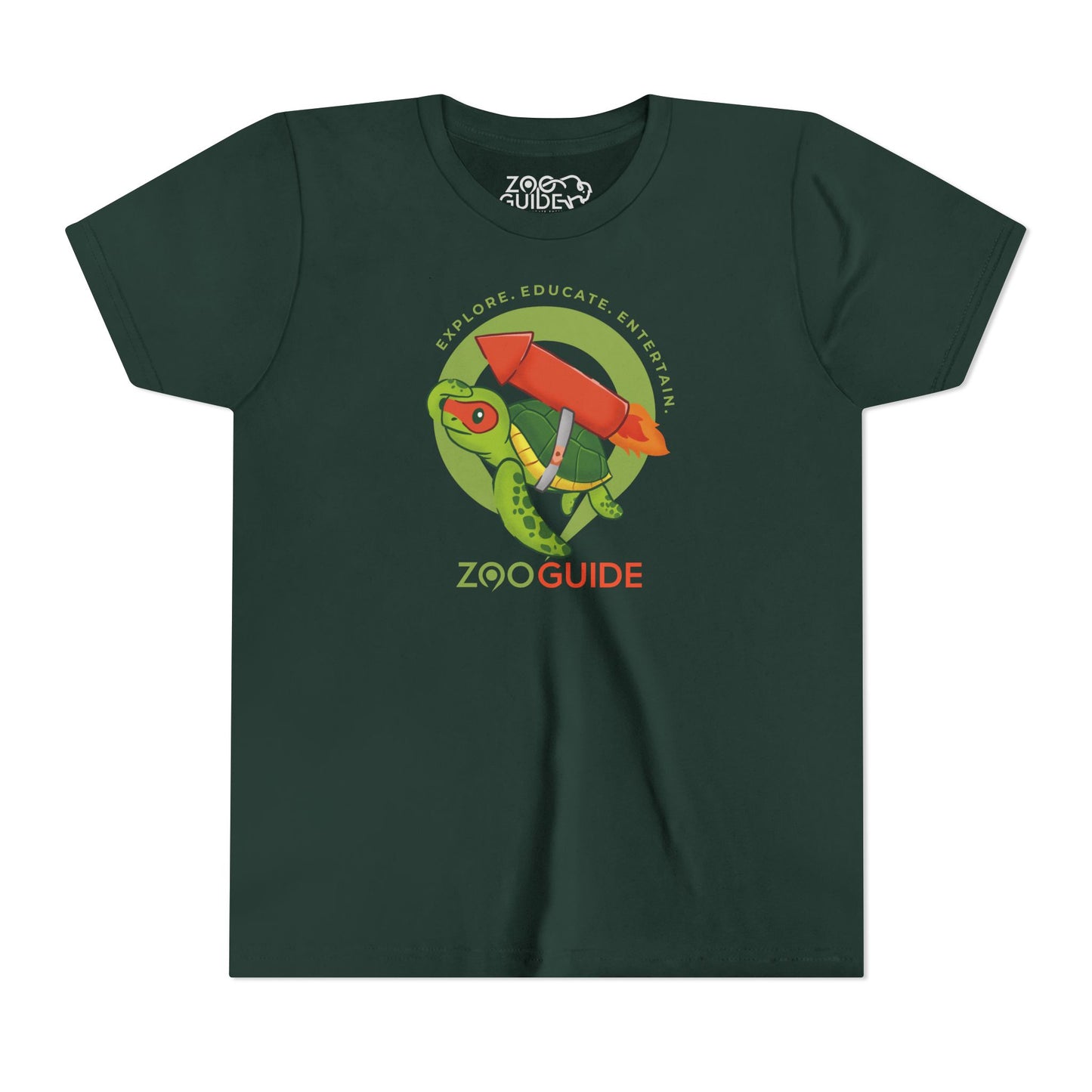 Sea Turtle on Rocket in Zoo Guide™ Waypoint Icon Youth Tee Shirt by Zoo Guide™