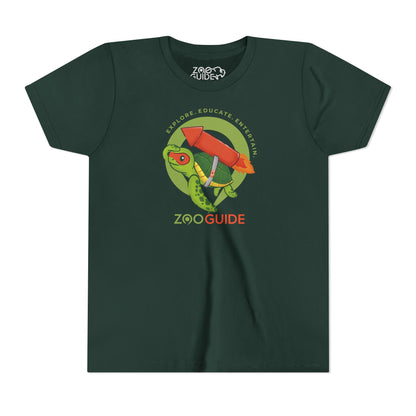 Sea Turtle on Rocket in Zoo Guide™ Waypoint Icon Youth Tee Shirt by Zoo Guide™