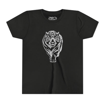 Tiger Word Art Youth Tee Shirt by Zoo Guide™