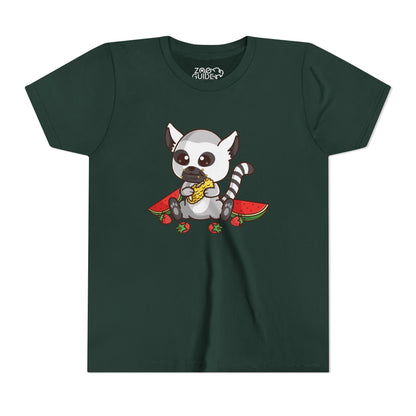 Ring Tailed Lemur Snackin' Kawaii Style Youth Tee Shirt by Zoo Guide™
