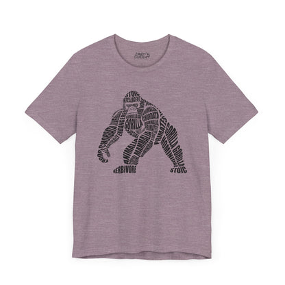 Gorilla Word Art Adult Unisex Short Sleeve Tee by Zoo Guide™