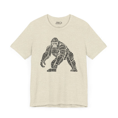 Gorilla Word Art Adult Unisex Short Sleeve Tee by Zoo Guide™