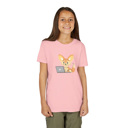 Fennec Fox on Laptop Youth Tee Shirt by Zoo Guide™