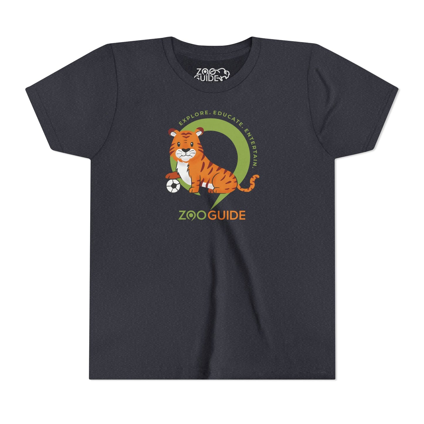 Tiger with Soccer Ball in Zoo Guide™ Waypoint Icon Youth Tee Shirt by Zoo Guide™