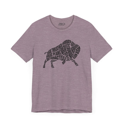 Bison Word Art Adult Unisex Short Sleeve Tee