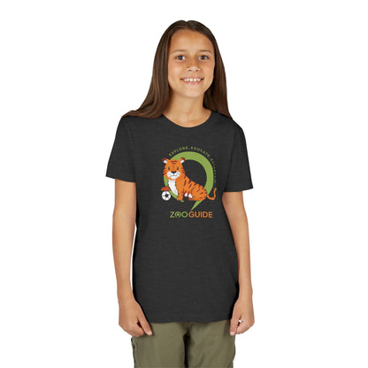 Tiger with Soccer Ball in Zoo Guide™ Waypoint Icon Youth Tee Shirt by Zoo Guide™