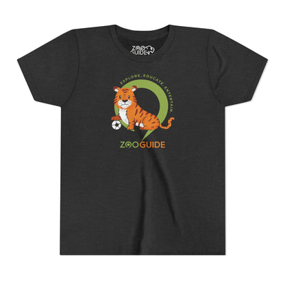 Tiger with Soccer Ball in Zoo Guide™ Waypoint Icon Youth Tee Shirt by Zoo Guide™