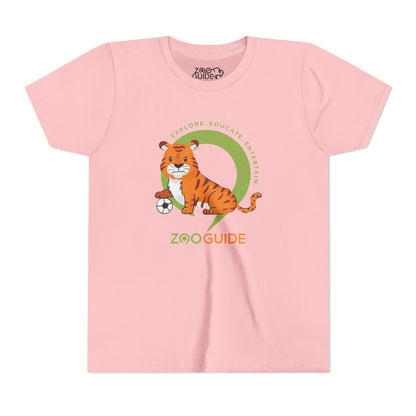 Tiger with Soccer Ball in Zoo Guide™ Waypoint Icon Youth Tee Shirt by Zoo Guide™