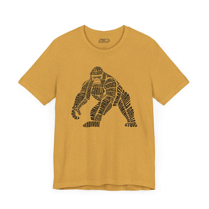 Gorilla Word Art Adult Unisex Short Sleeve Tee by Zoo Guide™