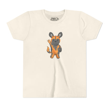 African Painted Dog Waving Youth Tee Shirt by Zoo Guide™