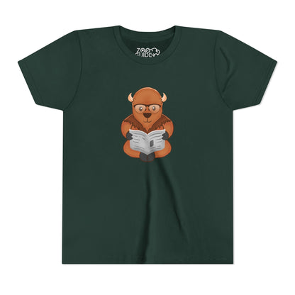 American Bison Reading Youth Tee Shirt by Zoo Guide™