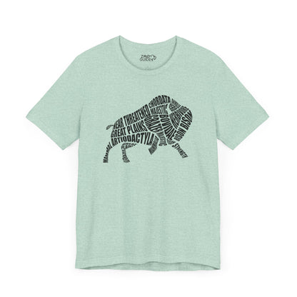 Bison Word Art Adult Unisex Short Sleeve Tee