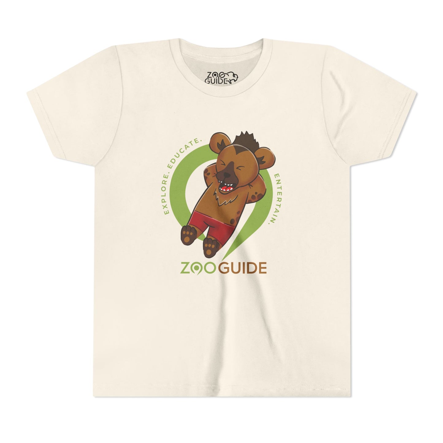 Laughing Spotted Hyena with Bone in Zoo Guide™ Waypoint Icon Youth Tee Shirt by Zoo Guide™