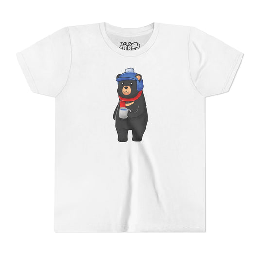 American Black Bear Winter Wear Youth Tee Shirt by Zoo Guide™