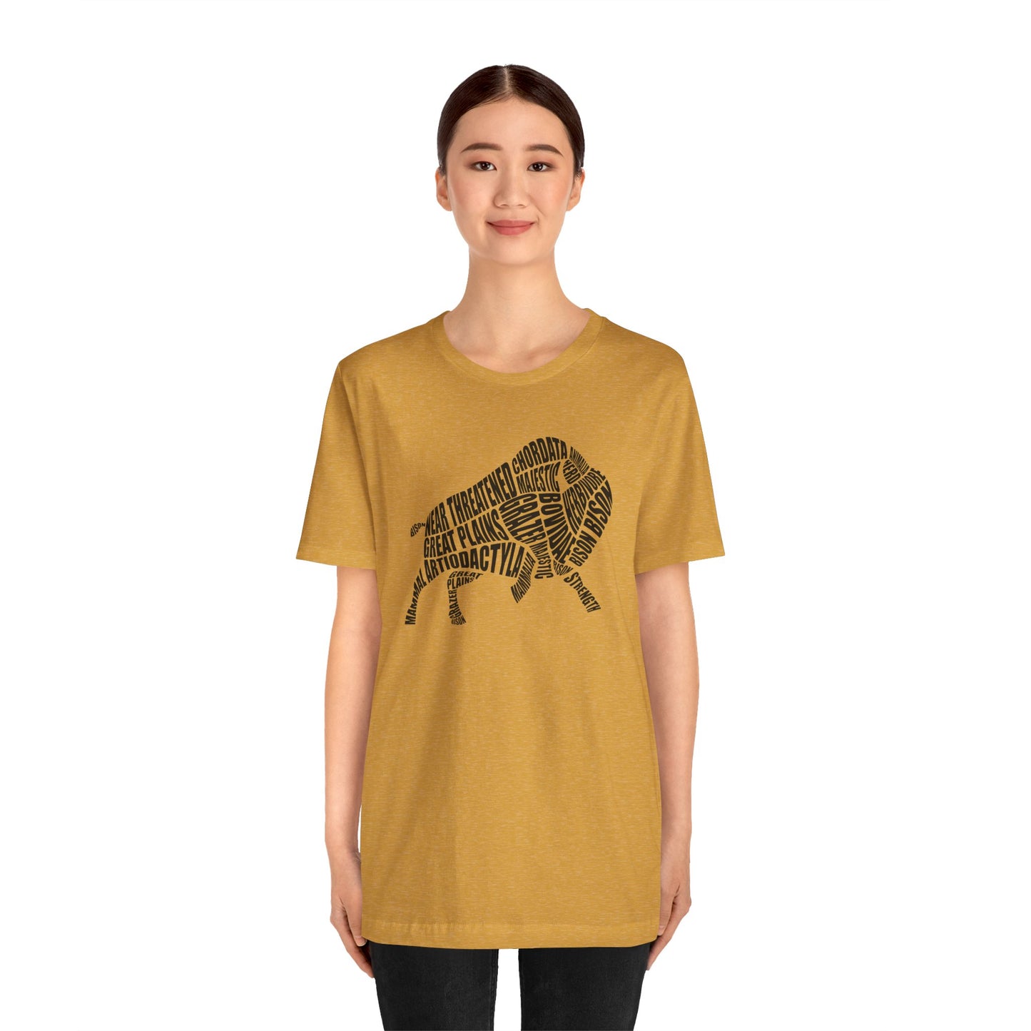 Bison Word Art Adult Unisex Short Sleeve Tee