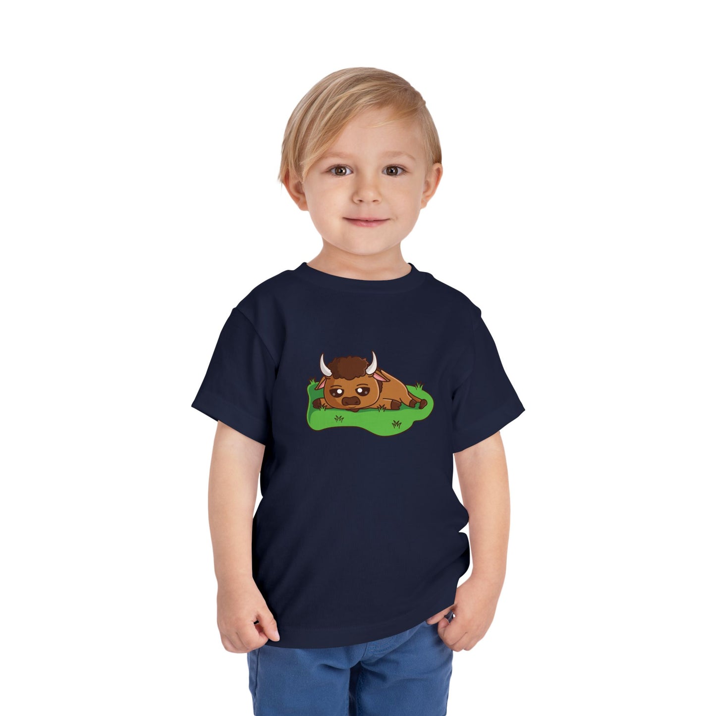 Bison Resting Kawaii Style Toddler Tee Shirt by Zoo Guide™