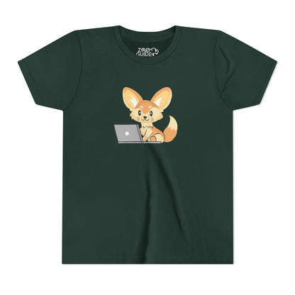 Fennec Fox on Laptop Youth Tee Shirt by Zoo Guide™