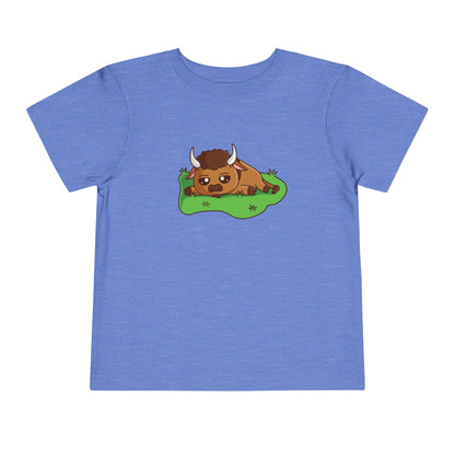 Bison Resting Kawaii Style Toddler Tee Shirt by Zoo Guide™