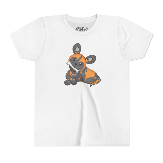 African Painted Dog with Bone Youth Tee Shirt by Zoo Guide™